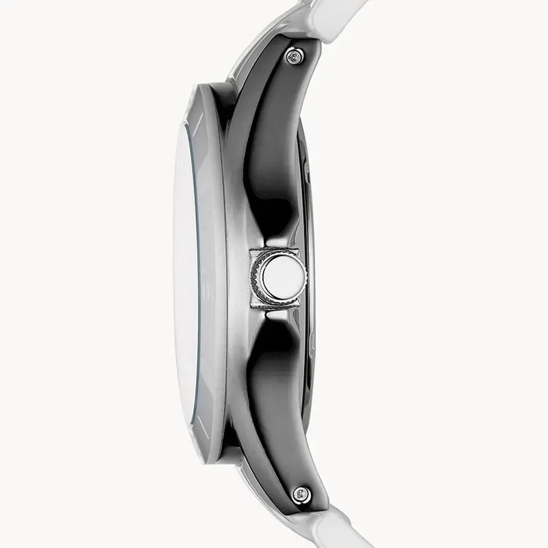 Fossil Chronograph Riley Ceramic White Dial Ladies Watch- CE1002